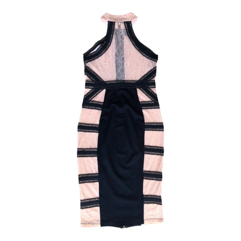Venus  Women Back Zip Black light Pink Spandex‎ Lace Halter Dress Size 4.